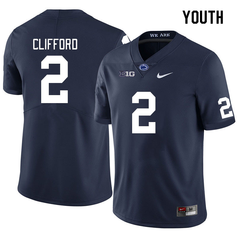 Youth #2 Liam Clifford Penn State Nittany Lions College Football Jerseys Stitched Sale-Navy - Click Image to Close